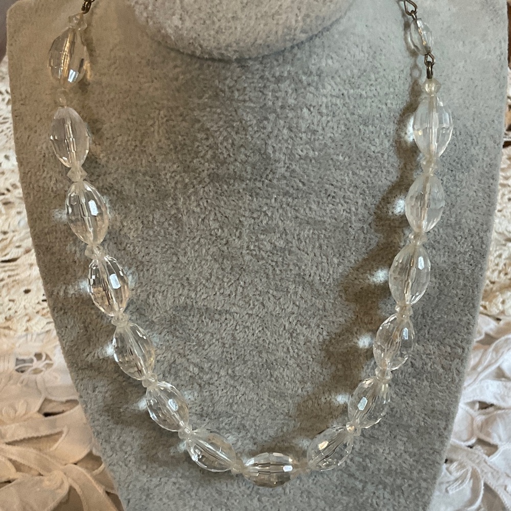 Elegant Clear Lucite Beaded Necklace Signed West Germany